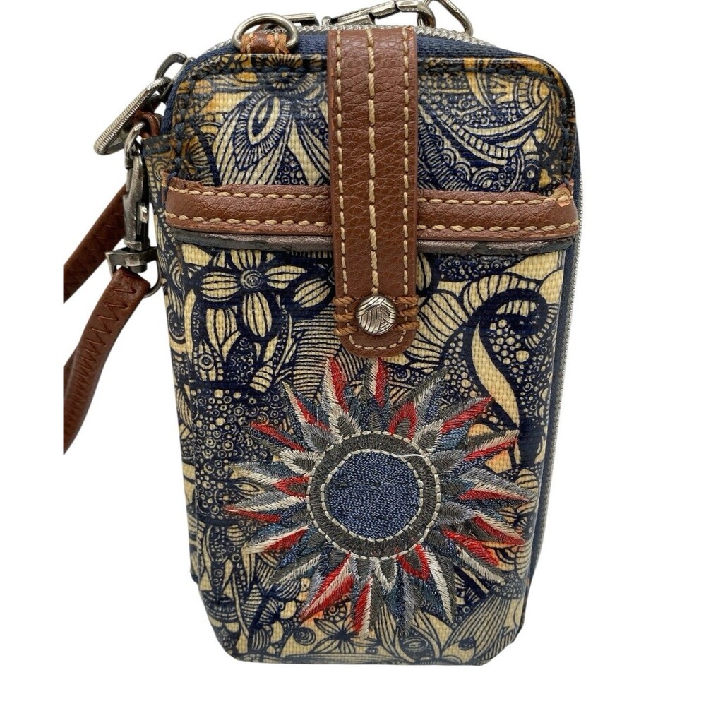 Sakroots Artist Circle Smartphone Wristlet Wallet Embroidered Sunburst Crossbody